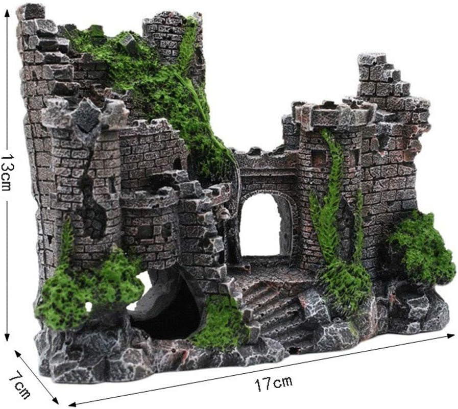 DXIA Aquarium Decoration, Stone Castle Fish Tank Decorations Plants with Crafts Moss - Image 4