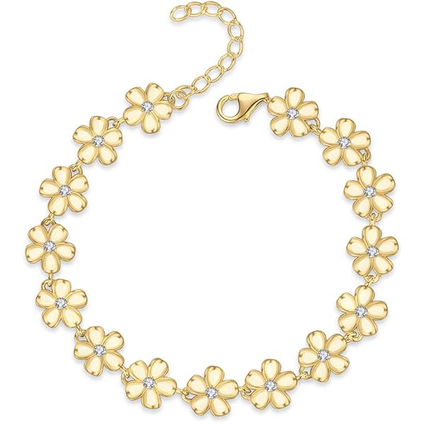 Amazon.com: KZX Daisy Bracelet 925 Sterling Silver Daisy