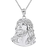 Claddagh Gold Solid 925 Sterling Silver Jesus Head Face Religious Pendant Necklace