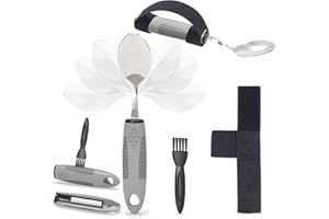 PKPKAUT Bendable/Weighted Spoon for Hand Tremors, Adaptive Handicap Spoon for Parkinsons Patients, Parkinson Curved Spoon for Shaking Hands, Liftware Angled Arthritis Spoon for Adults Disabled Elderly