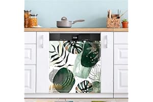 TUBUDU Boho Tropical Palm Monstera Leaf Dishwasher Magnets Cover Watercolor Leaves Front Covers Decoration Polyester Fridge A