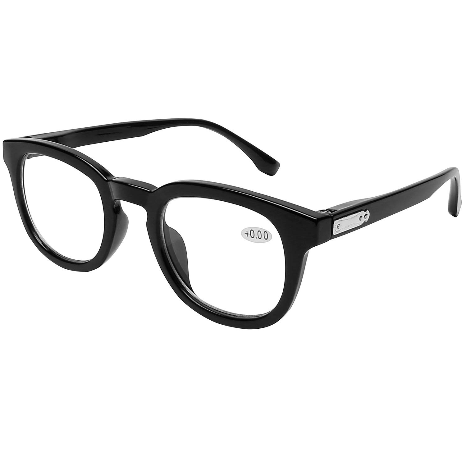 DOOViC Reading Glasses +3.0 Blue Light Black Round Thick Frame Readers for Women/Men 3.0