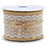 Burlap Ribbon Roll White Lace Trims Tape Natural Jute 156 Inches
