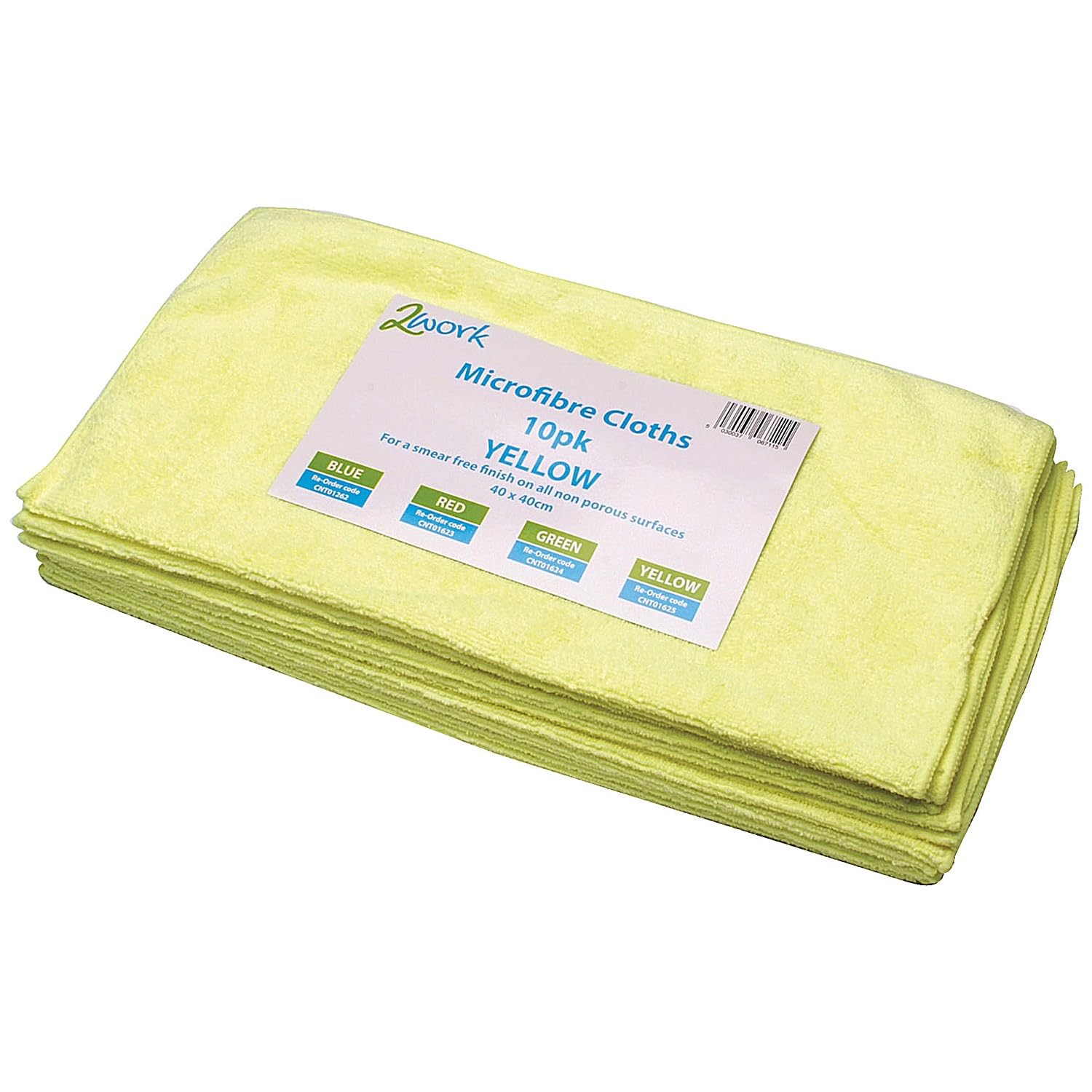 2Work Microfibre Cloth 400x400mm Yellow (Pack of 10) CNT01625
