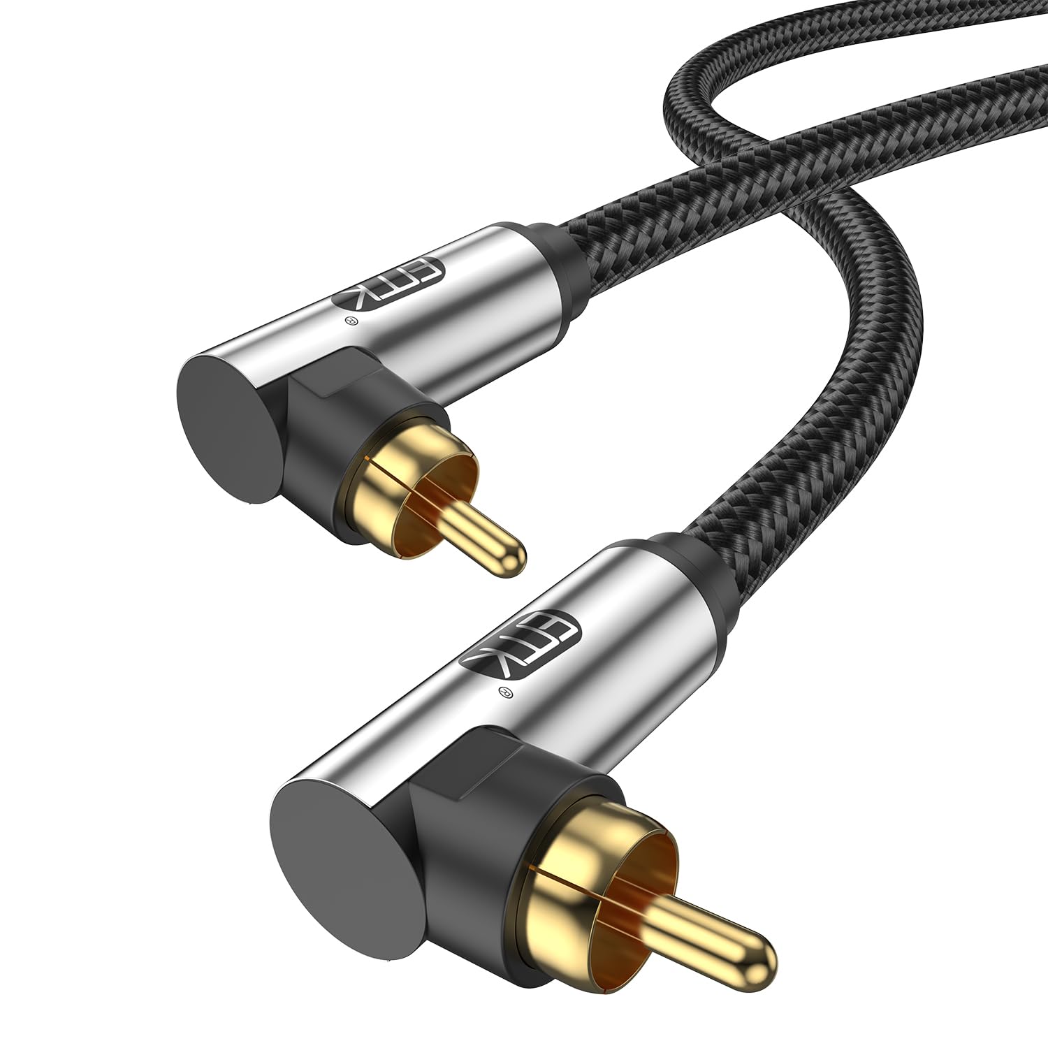 EMK 90 Degree to 90 Degree Subwoofer Cable 1.5Metres,RCA Male to Male Digital Coaxial Audio Cable for Television, DVD Player, Gaming Console, Projector, Speaker