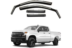 GrandWheel Co Smoke Tinted in-Channel Side Window Vent Visor Deflectors Rain Guards Compatible with Chevrolet (Chevy) Silverado/GMC Sierra 1500 2019-2022 Double Cab - 4Pc. Set - GW0197