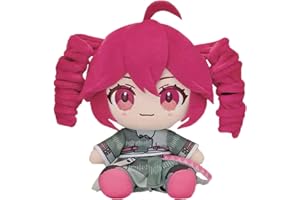 hotekous 8 Inch Red 3D Drill Twin Tail Ponytail Collectible Anime Character Kasane Teto Plush Collectible Pink-Green Costume 