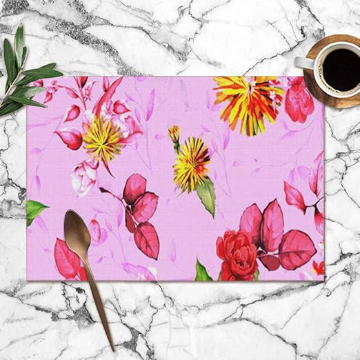 Amazon Com X Large Placemats Set Of 6 Wide Floral Dandelion Heat Resistant Placemats Washable Table Mats For Kitchen Dining Table 12x18 Inch Home Kitchen