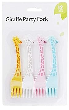 Anya Plastic Giraffe Baby Fork Set (Multicolour)