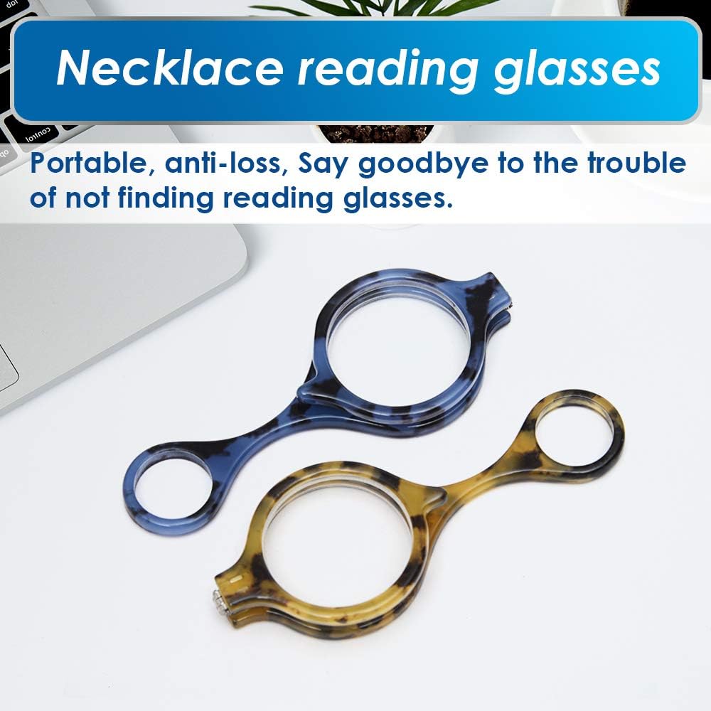 TERAISE Mini Folding Reading Glasses Pendant Necklace Readers Lightweight Portable Anti-loss Reading Glasses with Exquisite Case for Women and Men(S-2.0X) - Image 3