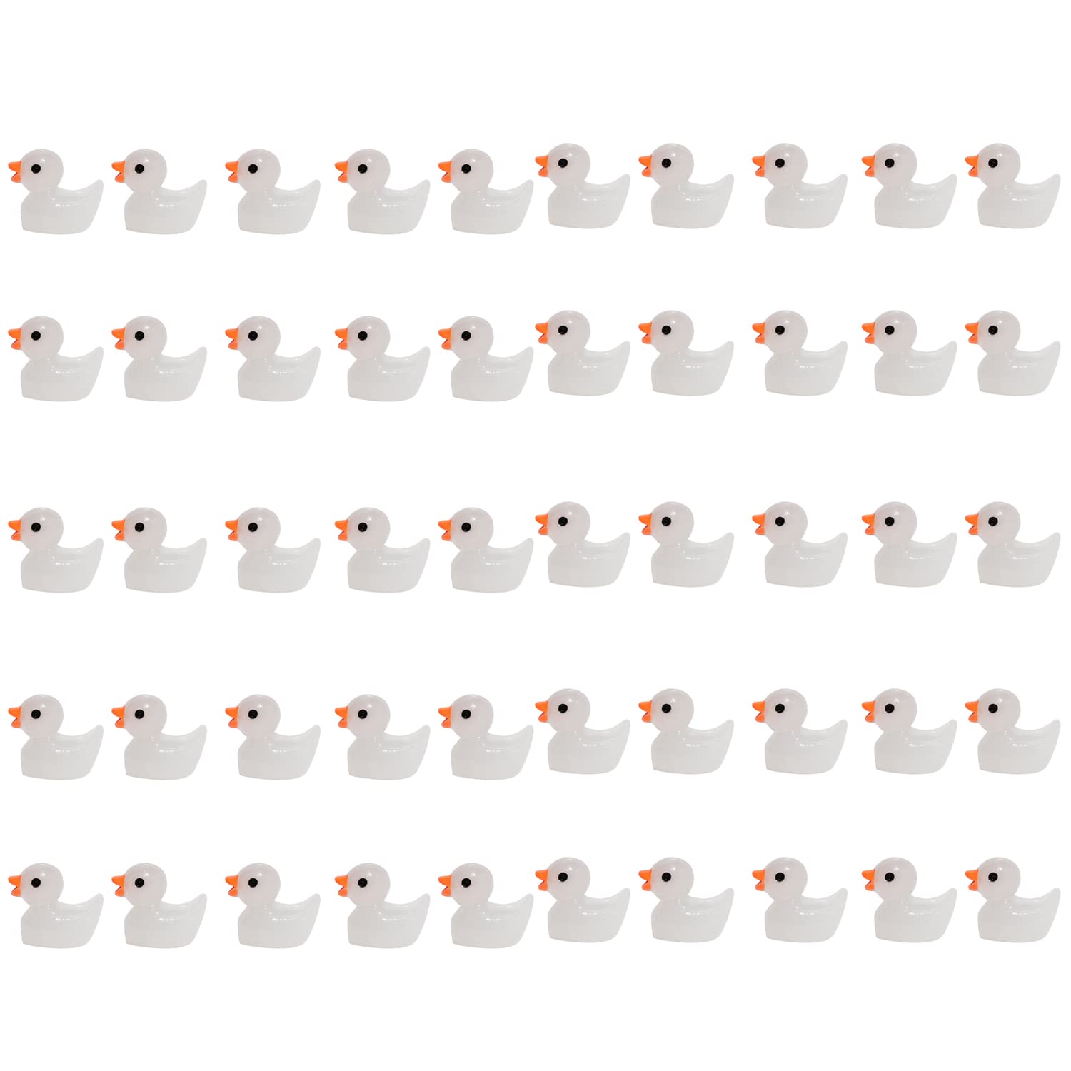 MFUOE Mini Luminous Resin Ducks Realistic Tiny Ducks Glow in the Dark Mini Ducks for DIY Garden Decoration Party Decoration (50)