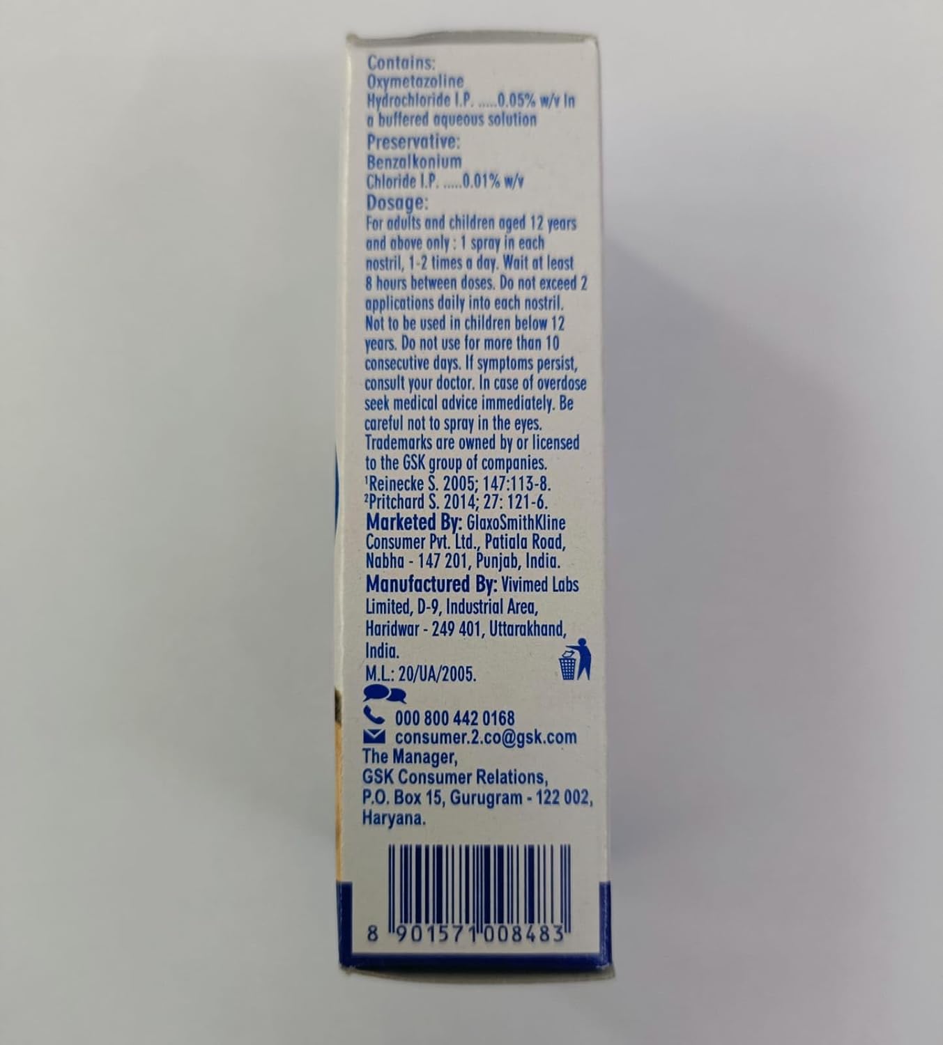 6 x Otrivin Adult Nasal Spray Clears Blocked Noses Fast Long Lasting Moisturi