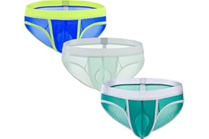 ZONBAILON Men's Briefs Dual Pouch Ice Silk Underwear See Through Thin Breathable Sexy Panties