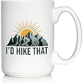 Bevvee I'd Hike That Coffee Mug - Fun Hiking Themed Decor and Gifts for Hikers - Large 15oz White Ceramic Mug