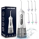 Cordless Water Flosser Teeth Cleaner, [NEWEST 2020] High Plus Rechargable Portable Oral Irrigator For Travel, Braces & Bridges Care，IPX7 Waterproof With 6 Interchangeable Jet Tips