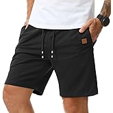 Surenow Men's Jogger Shorts Athletic Workout Shorts Drawstring Casual Lightweight Short for Men with Zipper Pockets