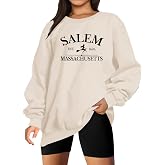Women Halloween Sweatshirt Oversized Salem Massachusetts Hocus Pocus Shirt | Cozy Cotton-Blend Salem Sweatshirt Embroidered Witch Graphic Ideal for Fall Halloween Oversized Loose Fit