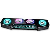 Fifine PC Speakers for Desktop, Bluetooth Computer Speakers Wireless for Gaming, Streaming, Party, E-Sport, RGB Loudspeaker with Aux-in Audio Jack, Controllable RGB, Volume Button A16 Black