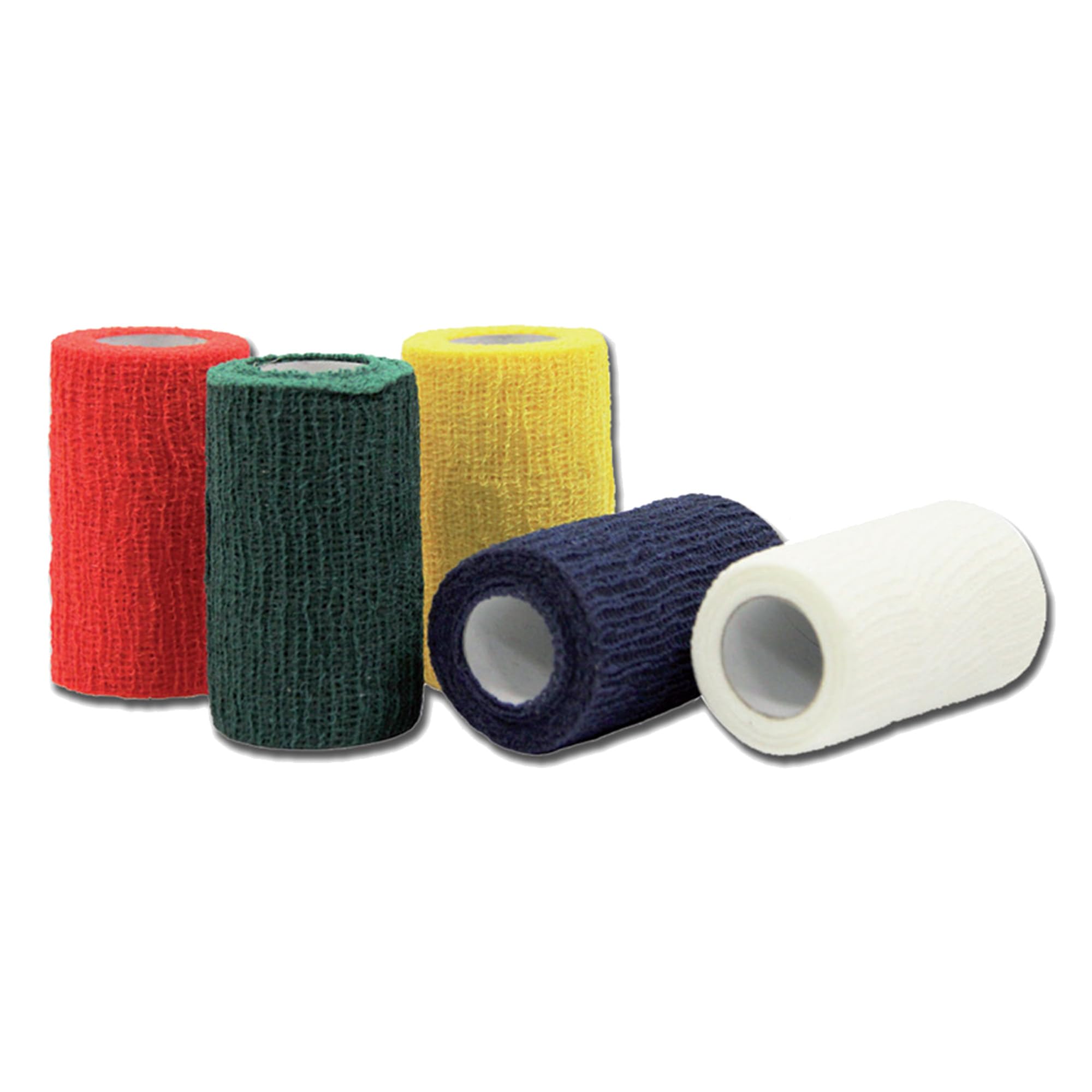 Previs - Previcoesiva XL, Elastic Cohesive Coloured Bandage, Mixed Colours (Red, Green, Yellow, White, 2 for each), Size 4 m x 8 cm, Pack of 10 units.