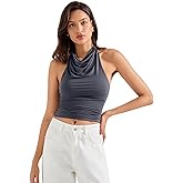 SUUKSESS Women Halter Backless Tank Tops Sexy Cowl Neck Summer Going Out Cami Tops