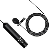 Movo LV8-D Broadcast-Quality XLR Lavalier Omni-Directional Wired Microphone with 12mm Mic Capsule for Accurate Voice Recording - Kit Includes Lapel Clip, Case and Windscreen