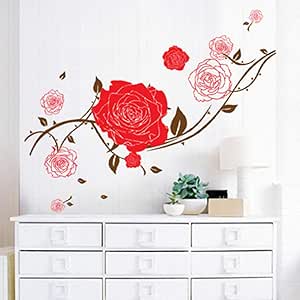 ZYBKOG Pegatinas de Pared Hermosa Flor De Rosa Roja De Púas Pegatinas