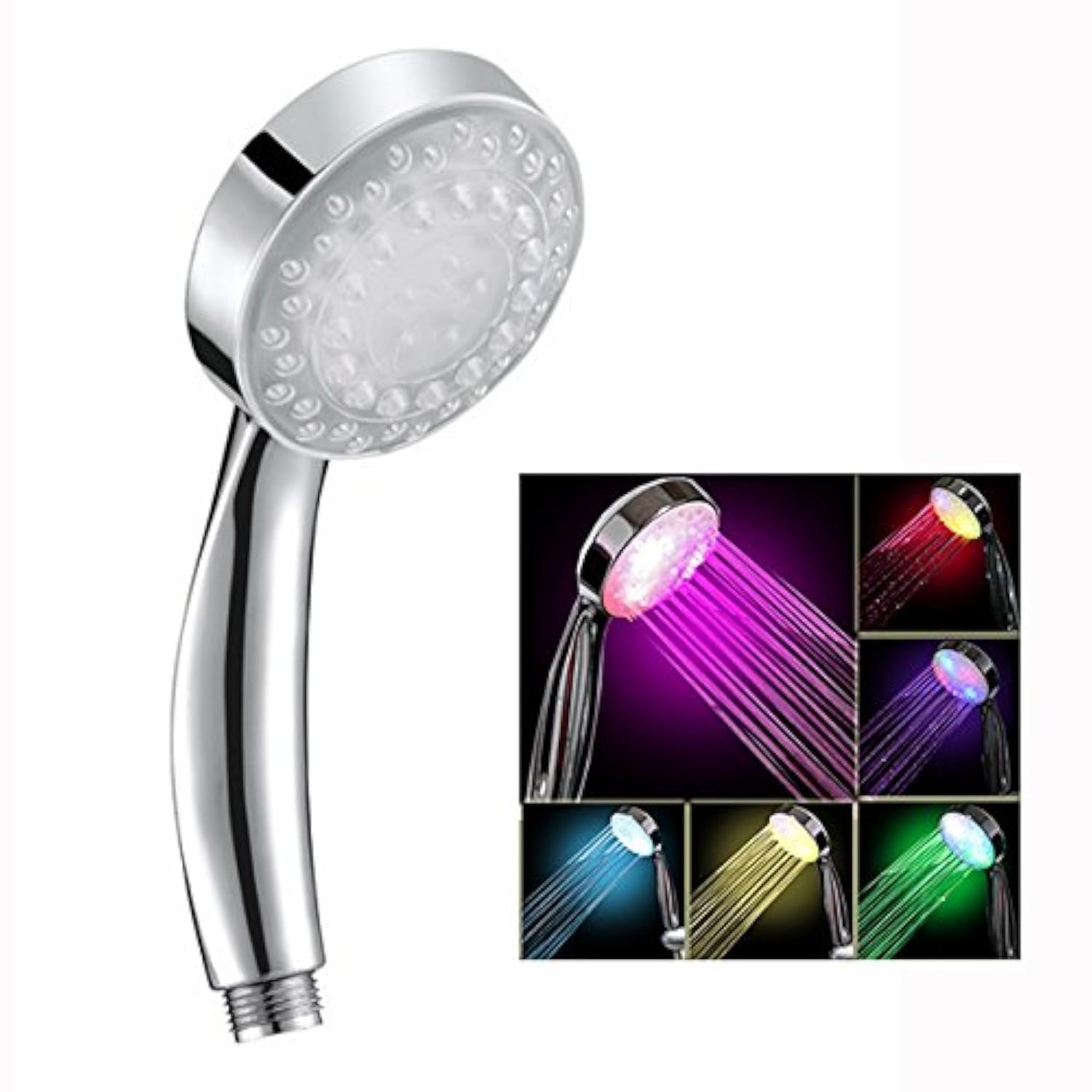 Itian LED Lights Color Changing Shower Head, Bathroom LED Shower Heads 7 Colors Automatic Changing LED Lights Handheld Shower Head