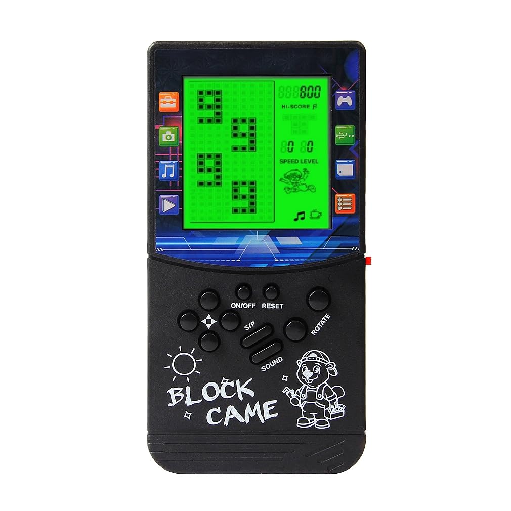 CZT Green light large screen Retro Brick game console built-in classic nostalgic puzzle 999 in 1 Block game room/outdoor/travel good partner children/student gifts (Black)