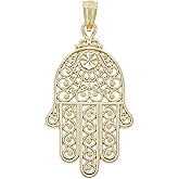 Charm America - Gold Filigree Hamsa Hand Charm - 14 Karat Solid Gold - Hamsa Hand Pendant