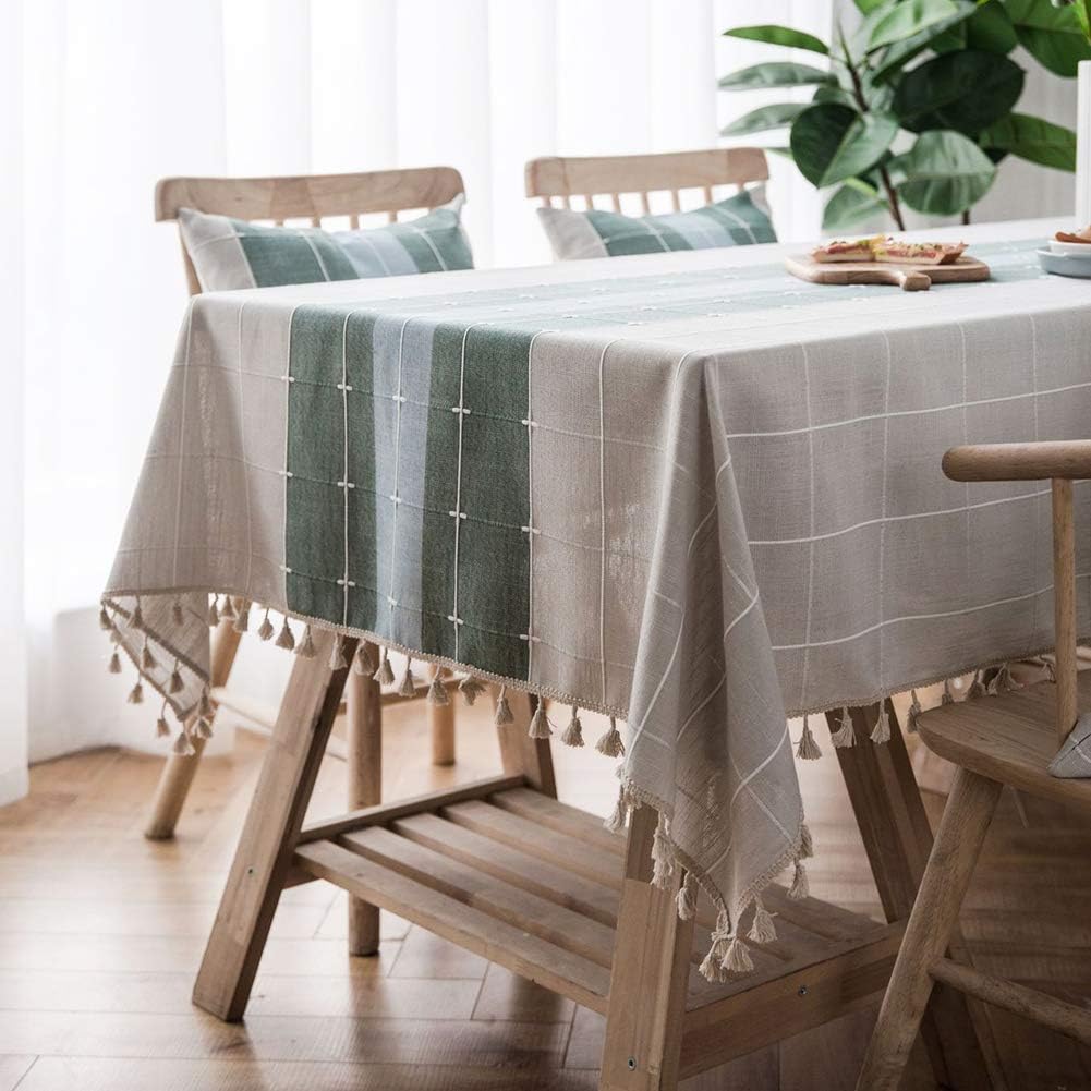 YHCWJZP Striped Pattern Tassel Kitchen Dining Table Cover Tablecloth Holiday Decoration Kitchen Tools Kitchen Supplies