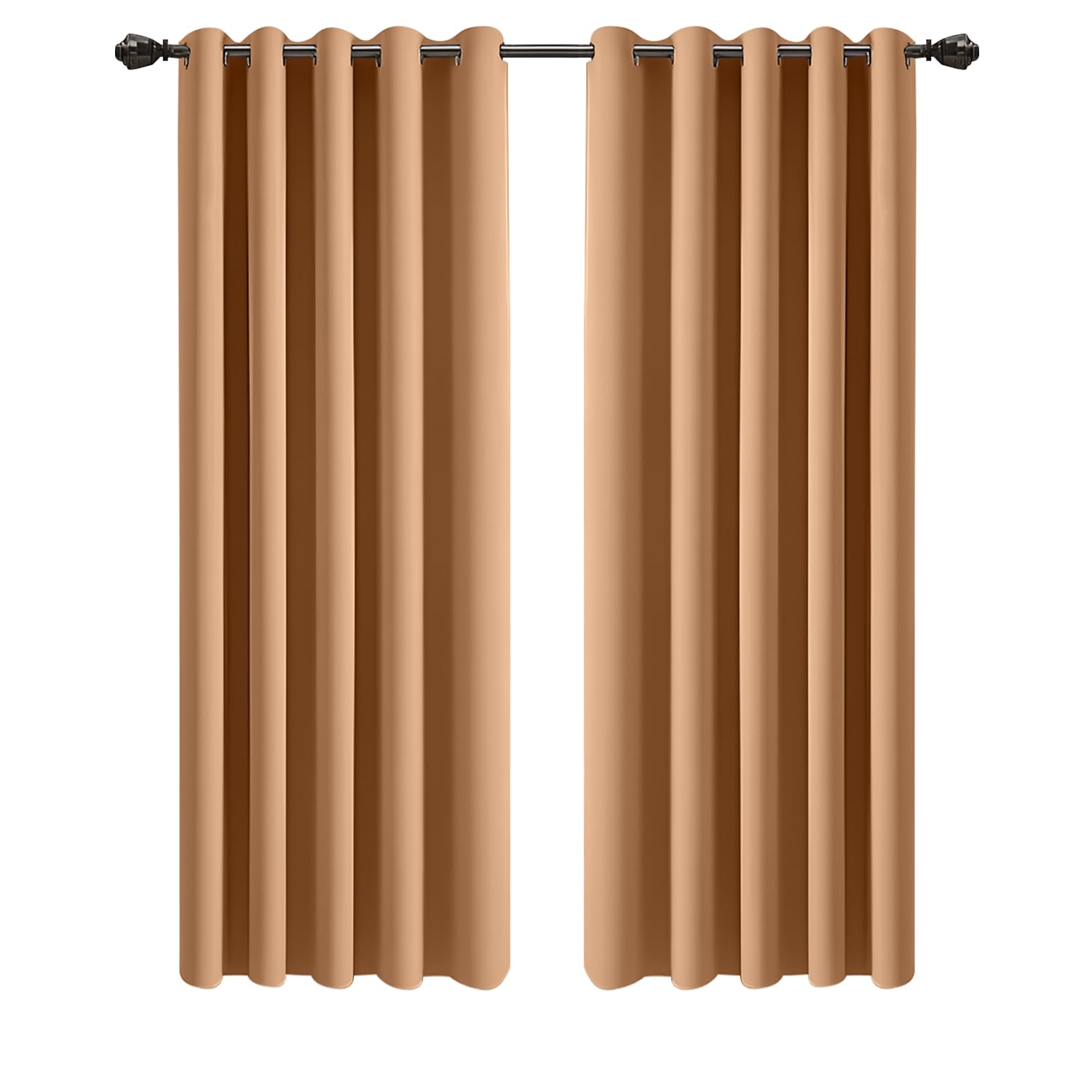 Imperial Rooms Eyelet Blackout Curtains for Living Room 66x72 Inch Beige Bedroom Curtains Super Soft Thermal insulated Curtain 2 Panels with Tiebacks — image 1