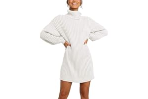 ANRABESS Women Oversized Sweater Dress Turtleneck Batwing Long Sleeve Ribbed Knit Loose 2024 Fall Winter Casual Short Dress