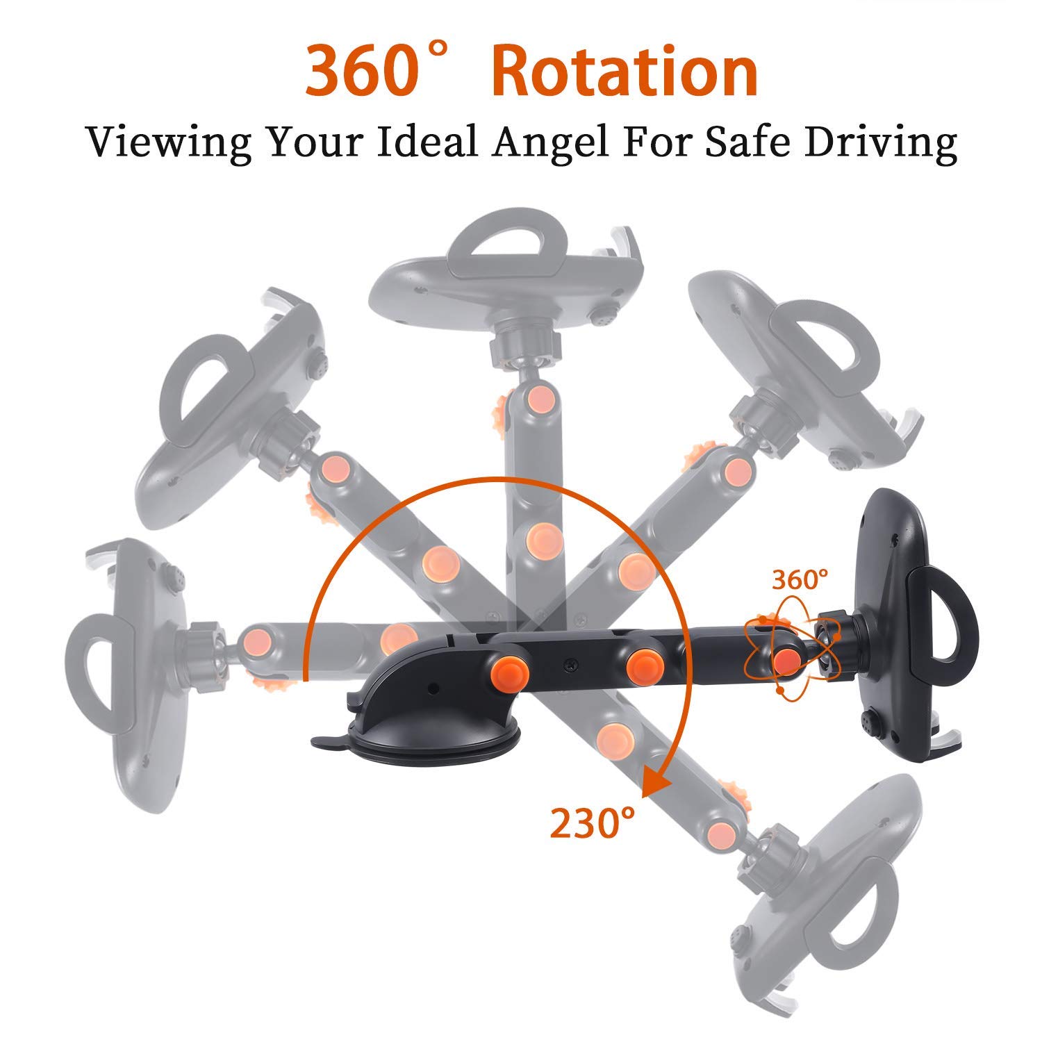 Car Phone Mount, Windshield Dashboard Cell Phone Holder with Strong Sticky Gel Pad Compatible with iPhone X/8/7/7Plus/6/6sP/5s/Samsung/Galaxy S9/S8/S7/S6/S5, Universal Smartphones