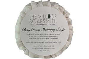 THE VILLAGE SOAPSMITH Bay Rum Shaving Soap. Great lather. Wonderful Bay Rum Scent.