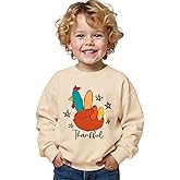MULOIUDZ Toddler Thanksgiving Sweatshirts Boy Girl Funny Turkey Shirts Kid Thankful Outfit Long Sleeve Pullover Fall Tops