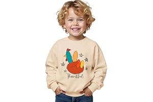 MULOIUDZ Toddler Thanksgiving Sweatshirts Boy Girl Funny Turkey Shirts Kid Thankful Outfit Long Sleeve Pullover Fall Tops