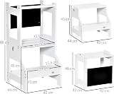 HOMCOM 2 in 1 Kids Kitchen Step Stool with Safety Rail White view 7