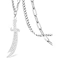 VASSAGO Sword Necklace for Men Women Zulfiqar Sword Necklace Imam Ali Zulfiqar Pendant Arabic Rune Islamic Muslim Jewelry Talisman Amulet Religious Gift