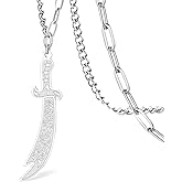 VASSAGO Sword Necklace for Men Women Zulfiqar Sword Necklace Imam Ali Zulfiqar Pendant Arabic Rune Islamic Muslim Jewelry Talisman Amulet Religious Gift
