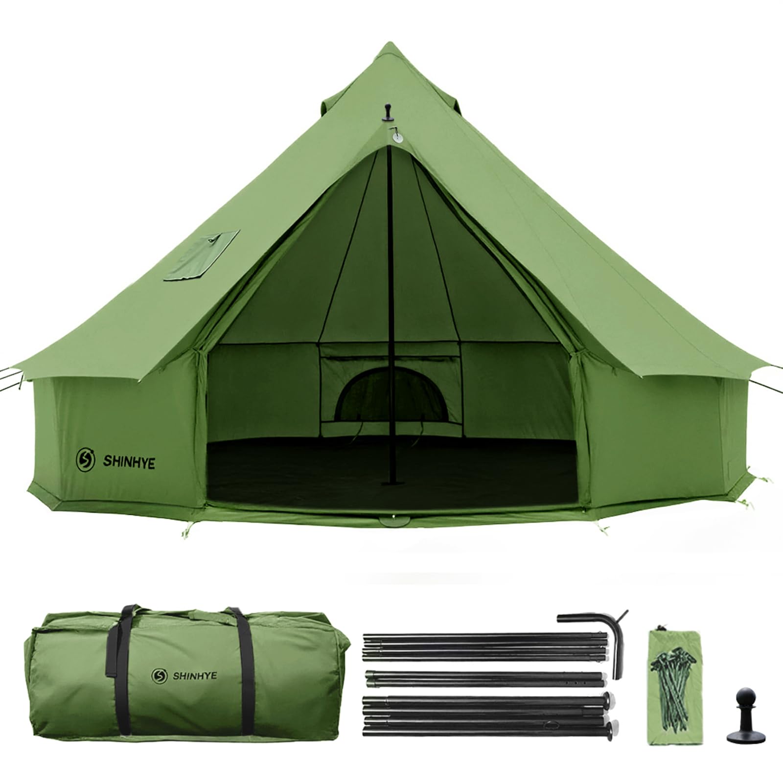 Photo 1 of Canvas Bell Yurt Tent with Stove Jack, Waterproof Luxury 4 Season Tents for Family Outdoor Camping 100% Cotton Green Glamping Tents for Hunting, Partie, All Year Living (5M- 269 sq. ft yurt)