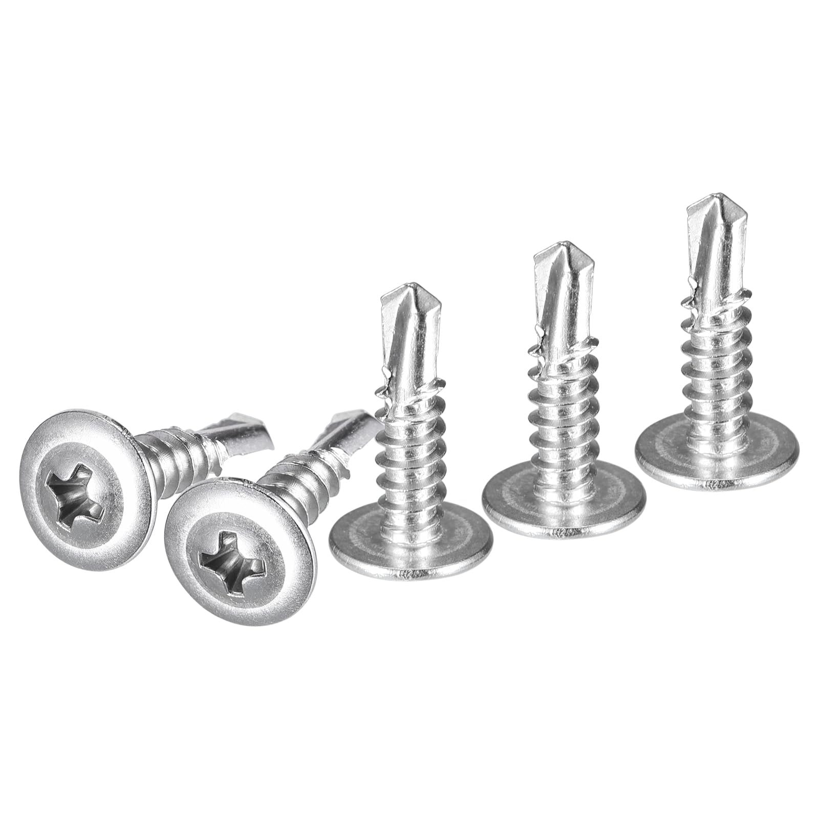 DTGN #10x3/4 Sheet Metal Screws - 100Pack - for Wood, Furniture - 410 Stainless Steel Phillips Round Head Washer Drill Tail Self Tapping Screws - Silver