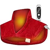 Heating Pad for Neck and Shoulders and Back,Weighted Neck Heating Pads for Back Pain Relief, Shoulder Heating Pad with 4 Heat Settings, Auto-Off, Christmas Gifts for Women Men Mom Dad,19'' x 22'', Red