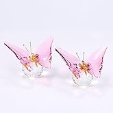 Arikyrist 2 pcs Crystal Butterfly Figurines for Women Men Pink Glass Butterfly Statues for Desk Office Home Animal Ornament Gifts for Butterfly Lover