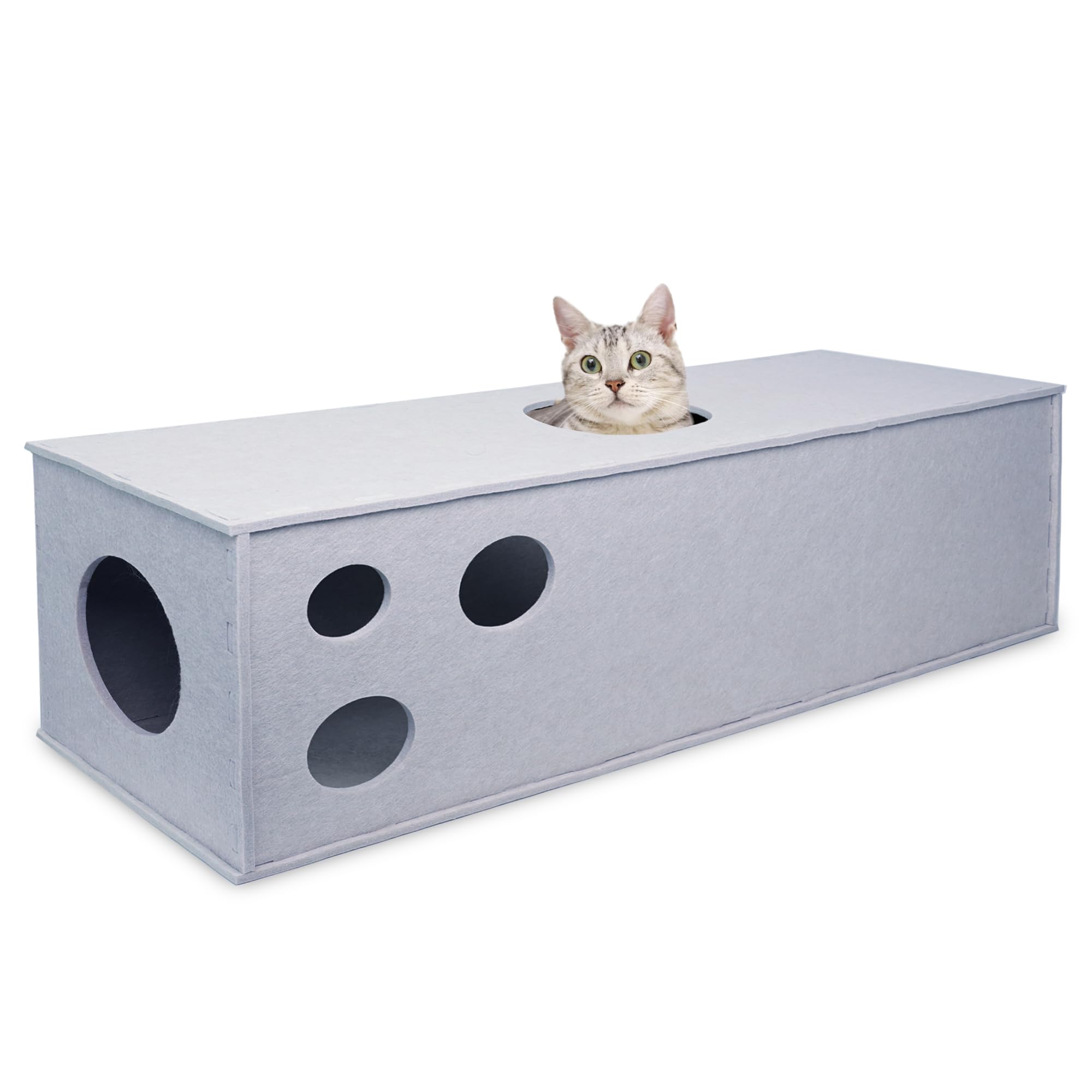PETKARAY Cat Tunnel, Original Cat Hideaway Cave for Indoor Cats, Large Kitten Play Tubes and Tunnels, Soft Felt Cat Toy with Interactive Peek Hole