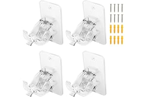 Generic 4pcs Transparent Upgraded No Drill Curtain Rod Brackets Universal Self Adhesive Wall Mount Fits Support Curtain 0.6''
