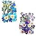 Set of 4 Packets Real Pressed Flowers Includes 2 DIY Flowers Wooden Bookmarks and 2 Dry Flowers Materials for Make Art & Craft (Purple and Blue)