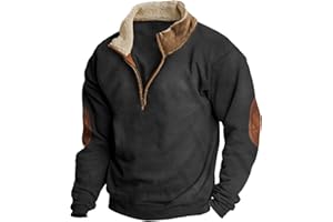 EELHOE Mens Corduroy Shirt Lapel Collar Button Up Pullover Mock Neck Long Sleeve Sweaters Polo Sweatshirts with Elbow Patches