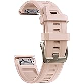 PCAVO 20MM Watch Band for Garmin fenix 5s 6s 7s pro solar Quick fit with light gold buckle soft silicone 20 bands Replacement for garmin epix pro gen 2 42mm Descent Mk2s/3/3i for women