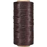 Flexzion Waxed Thread - 284 Yards (260 Meters) 0.8mm 150D Polyester Wax Thread for Leather Sewing, Bookbinding, Stitching, Repairing, Beading, & DIY Projects (Dark Brown)