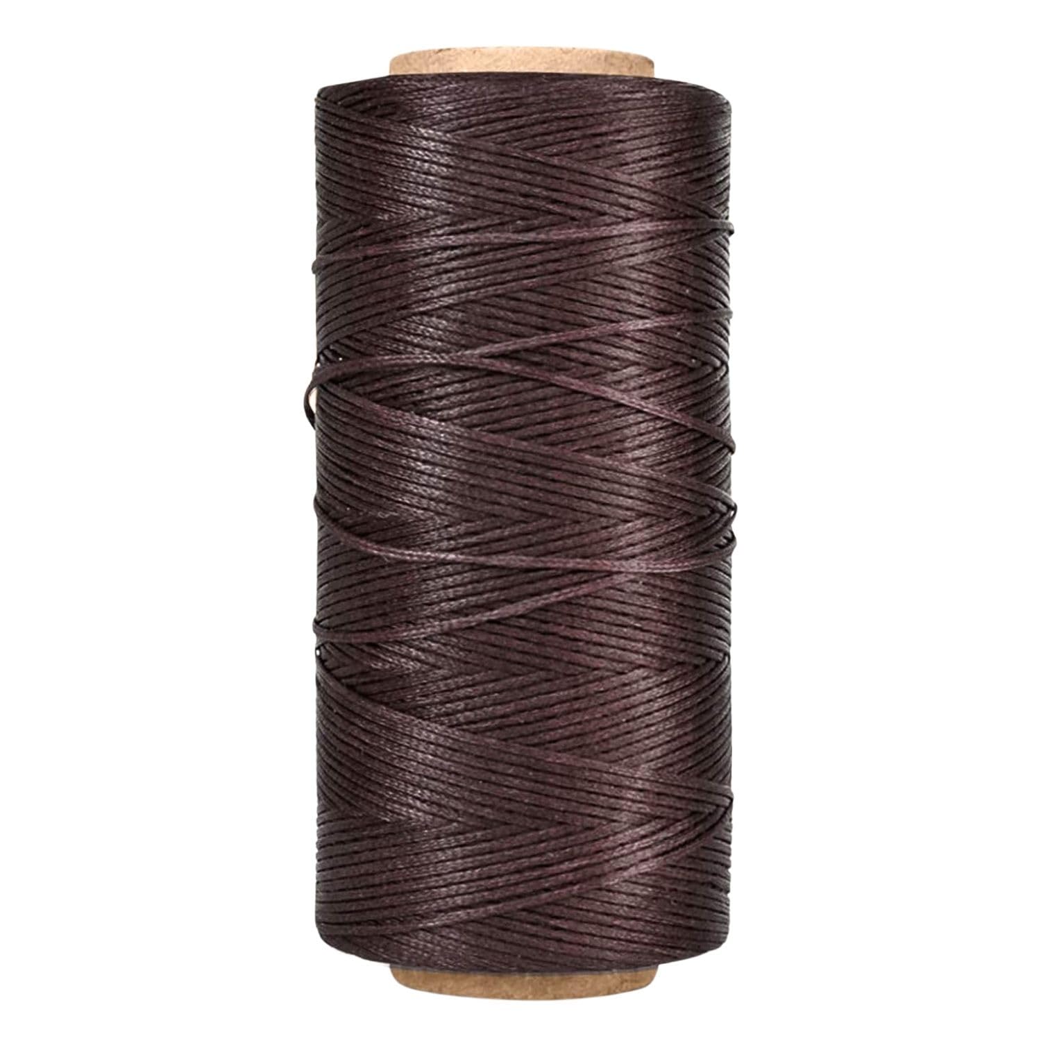 Flexzion Waxed Thread - 284 Yards (260 meters) 0.8mm 150D Polyester Wax Thread for Leather Sewing, Bookbinding, Stitching, Repairing, Beading, & DIY Projects (Dark Brown) — image 1